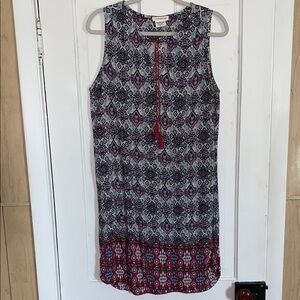 Beach Lunch Lounge Dress Or Swim Cover Size M 100% Rayon V Tie Neck